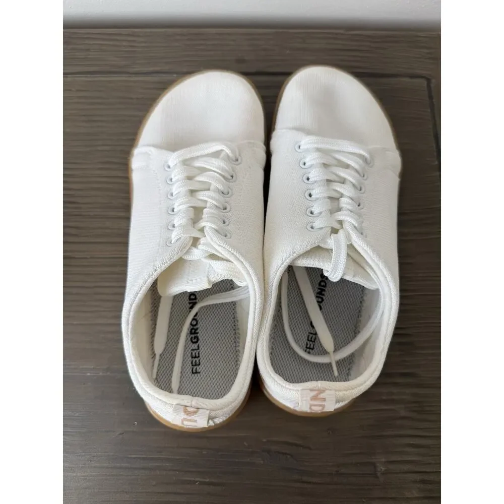 FeelGrounds Original Knit Minimalist Barefoot Sneakers White Sz 39 US Women’s 8